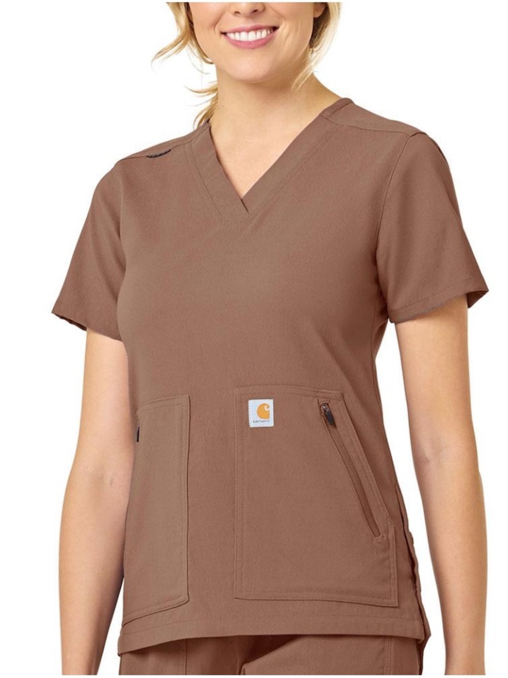 Carhartt Women's V-Neck Utility Scrub Top - nutmeg
